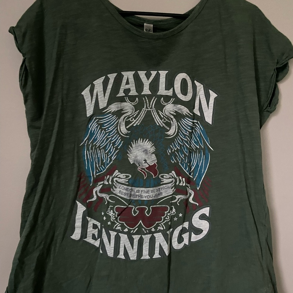 Waylon Jennings Graphic Green Women's Top